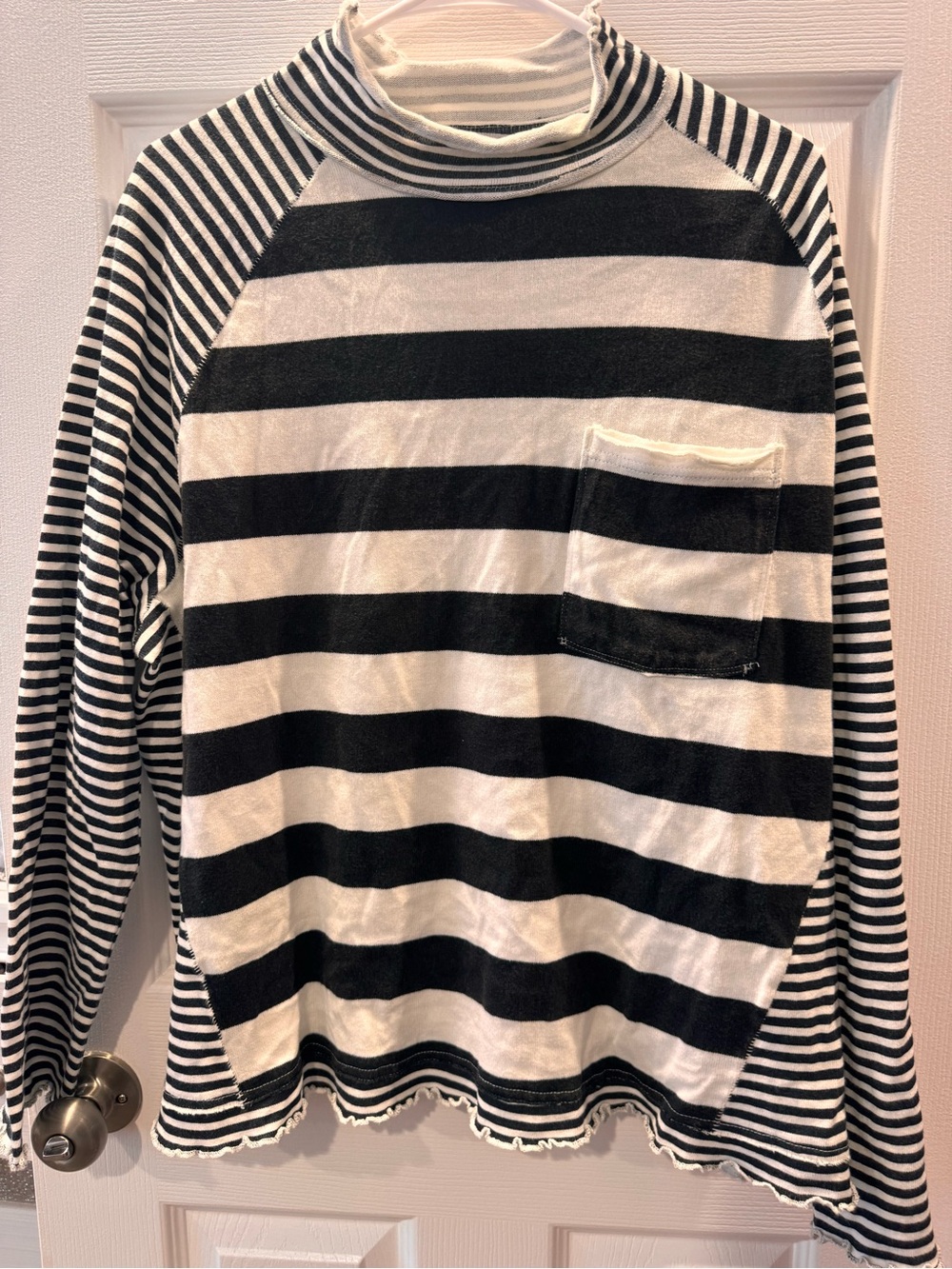 We The Free Cream and Black Striped Knit Top